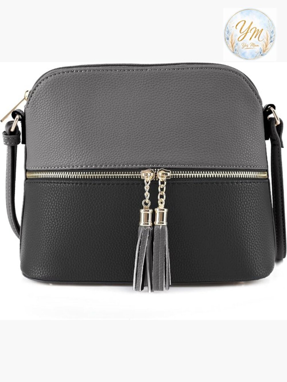 Lightweight Quilted Dome Crossbody Bag with Tassel Zipper Pocket Adjustable